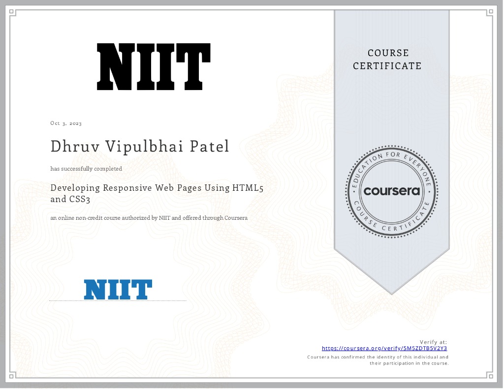 Responsive Web Pages Certificate